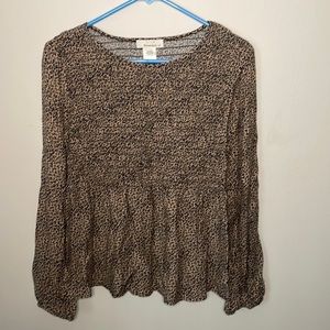 Long Sleeve Leopard Print Blouse